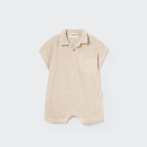 Beige Baby Romper with Pocket